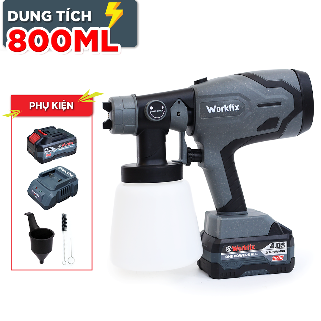Máy phun sơn điện Workfix SG800ML (800ml) - Đầu béc phun 2.5mm