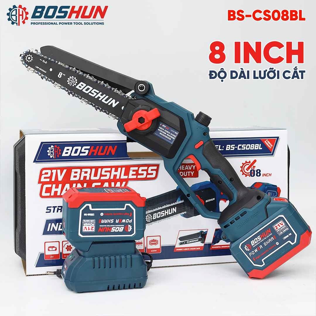 Máy cưa xích pin Boshun CS08BL (Lam xích 8 inch) - Động cơ không chổi than