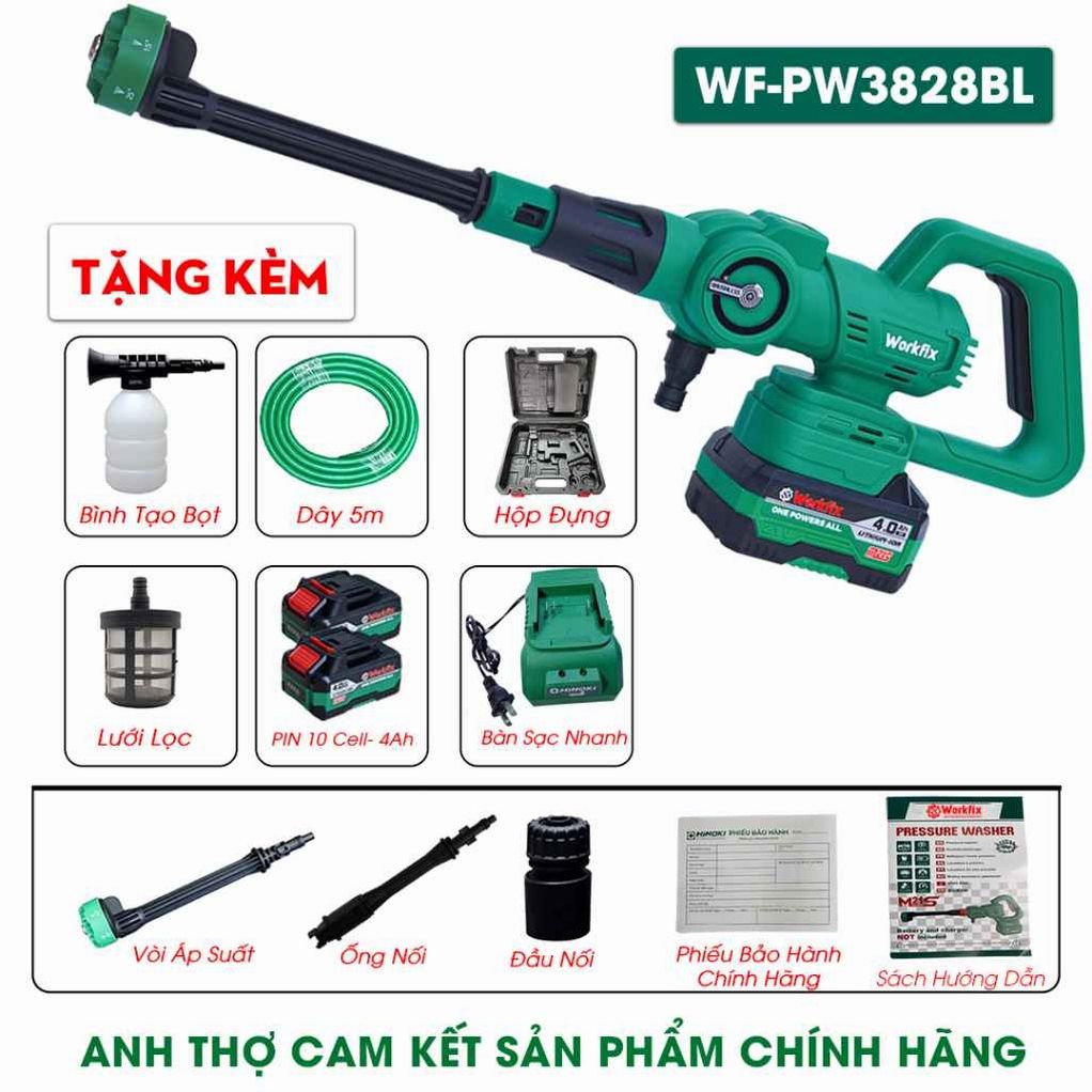 Máy rửa xe cao áp pin Workfix WF-PW3825BL (60 Bar) - Vòi phun 6 chế độ