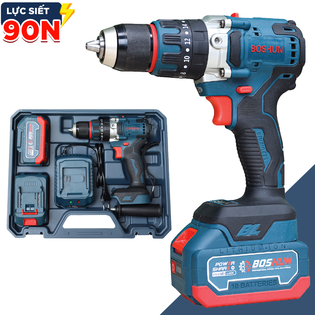 Máy khoan pin Boshun BS-ID1390BL (3 Chức năng) - Đầu kẹp Autolock 13mm