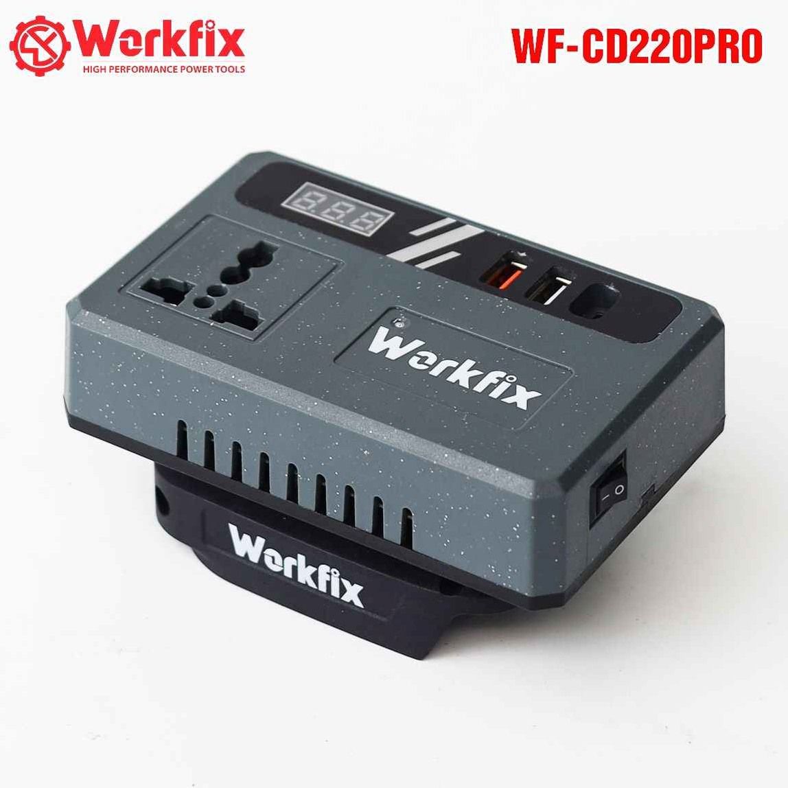 Bộ chuyển đổi nguồn biến tần thông minh Workfix WF-CD220PRO - 12V/21V/24V sang 220V (Sóng Sine mô phỏng)