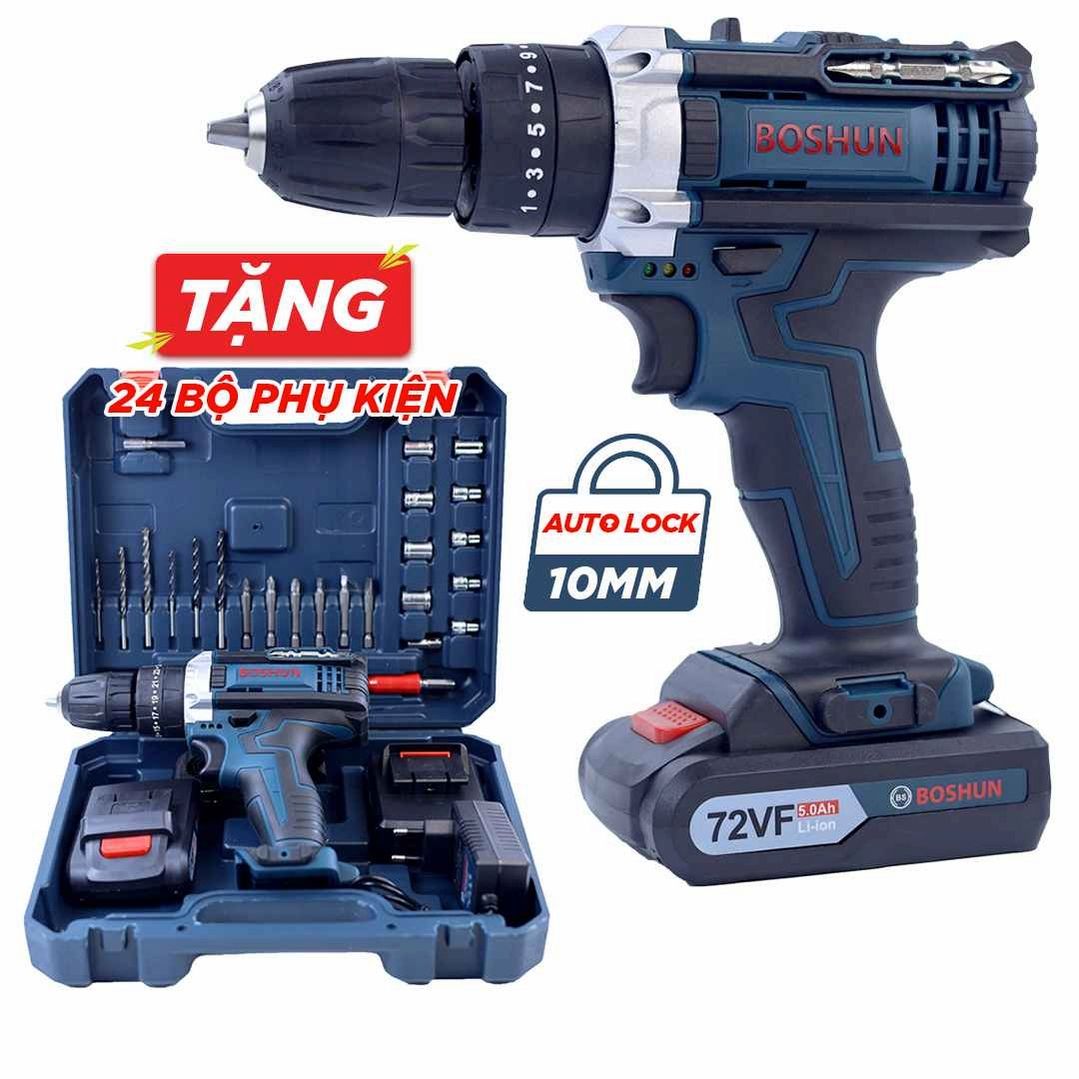 Máy khoan pin Boshun BS-7210MB (3 Chức năng: Khoan, Vít, Búa)