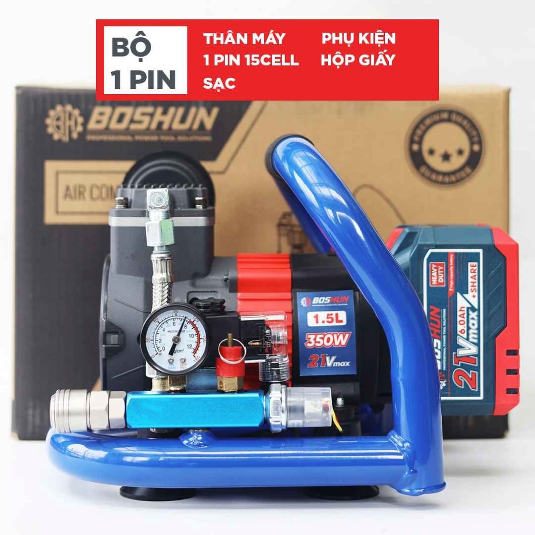 Máy nén khí không dầu pin Boshun BS-NK15BL (1.5L) - Chân pin phổ thông M21